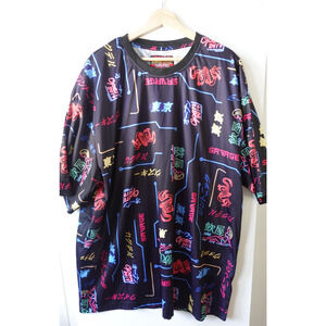 Fresh Prints Shirt Mens 5XL Black Neon Tokyo Print Oversized Savage Street Pop